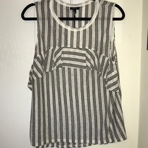 Black and white ruffled tank